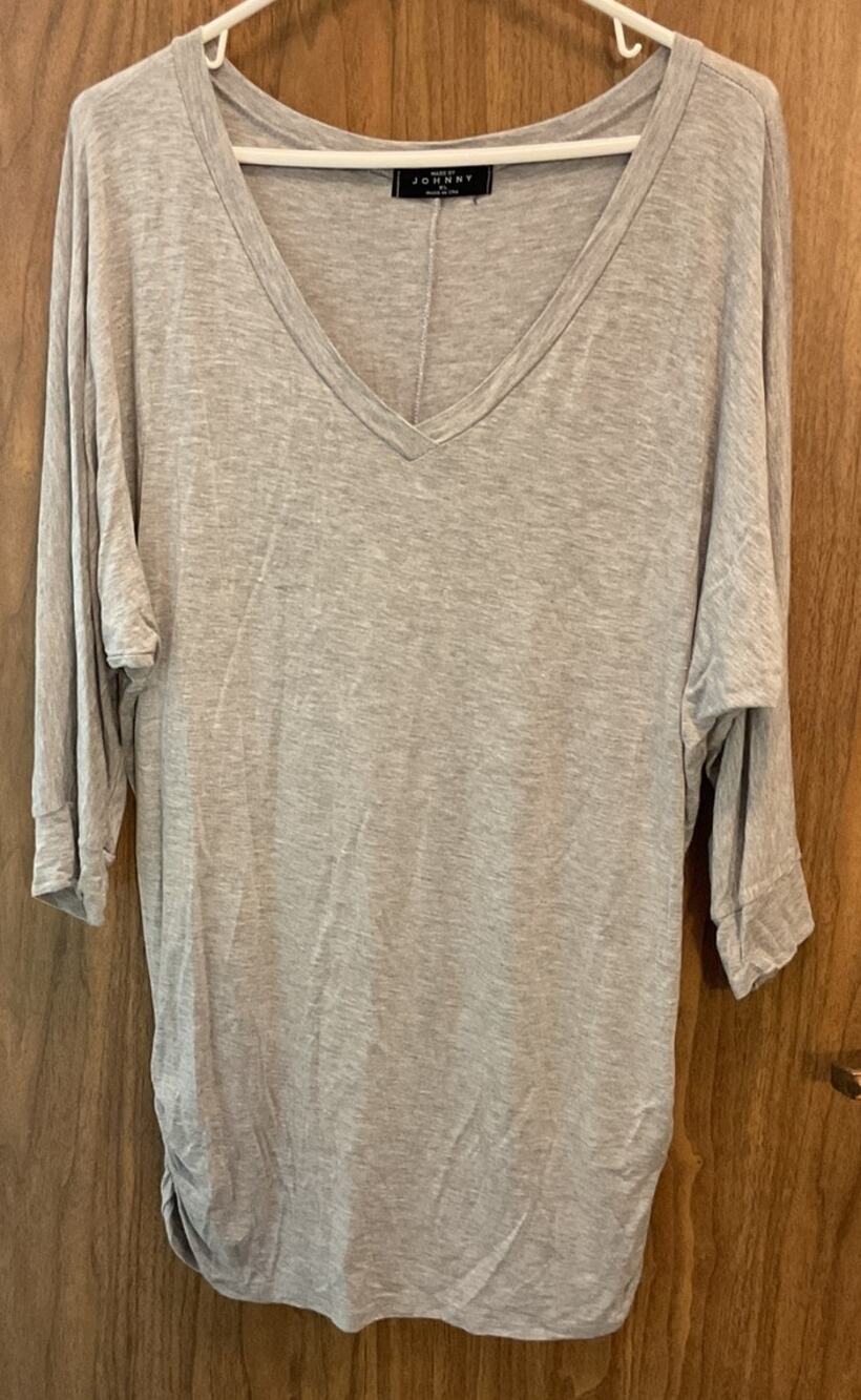 Made by Johnny Long Sleeve Lightweight 3/4 Sleeve Top XL Gray